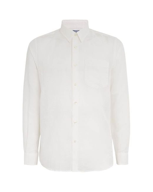 Vilebrequin White Cotton-Linen Embroidered Caroubis Shirt for men