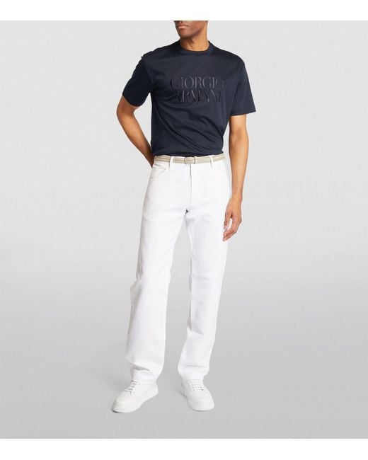 Giorgio Armani White Linen-cotton Straight Jeans for men