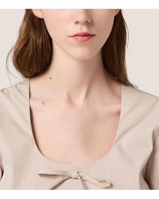Miu Miu Natural Cotton Poplin Bow Mini Dress