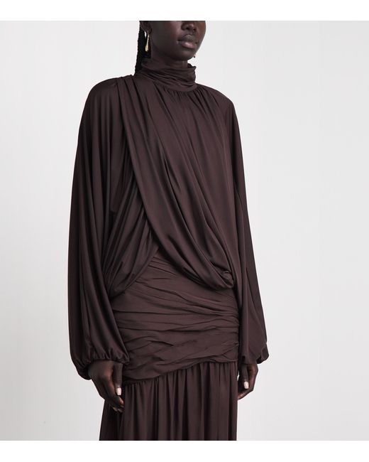 De La Vali Brown Asymmetric Floro Top
