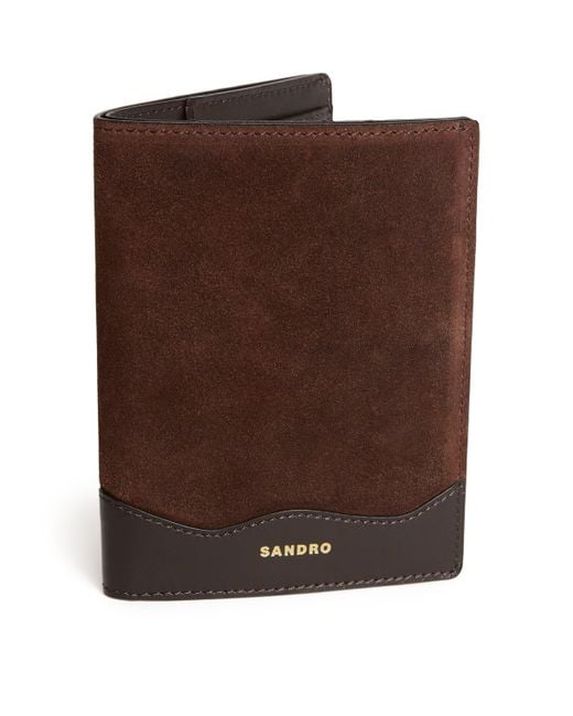 Sandro Brown Suede Jet Lag Passport Holder