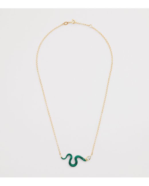 L'Atelier Nawbar Green Large, Diamond And Malachite N*93 Boa Necklace