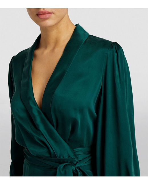 Zimmermann Green Silk Wrap Midi Dress