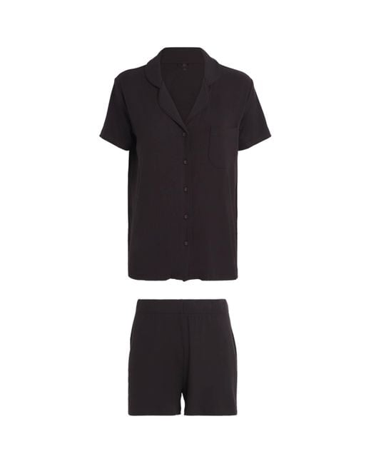 Skims Black Soft Lounge Short Pyjama Set