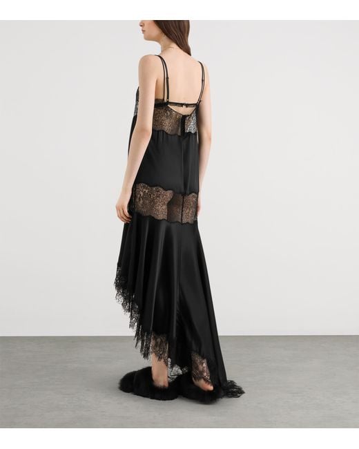 Dolce & Gabbana Black Silk-Blend Asymmetric Midi Dress