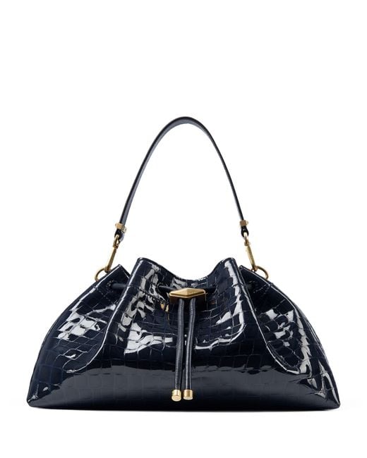 Jimmy Choo Blue Croc-Embossed Bon Bon Shoulder Bag