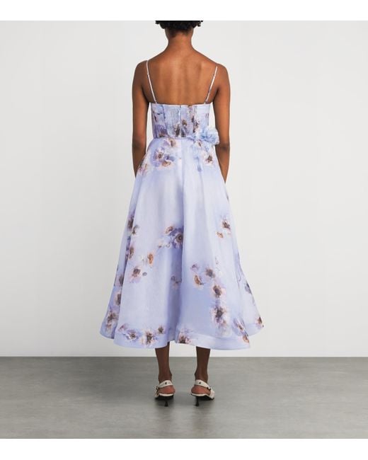Zimmermann Purple Linen-Silk Hypnotic Picnic Midi Dress