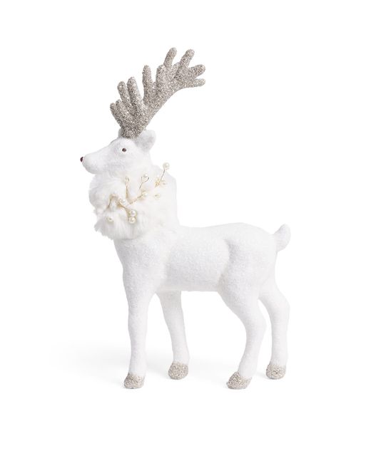 Harrods White Glitter Prancer Reindeer Ornament