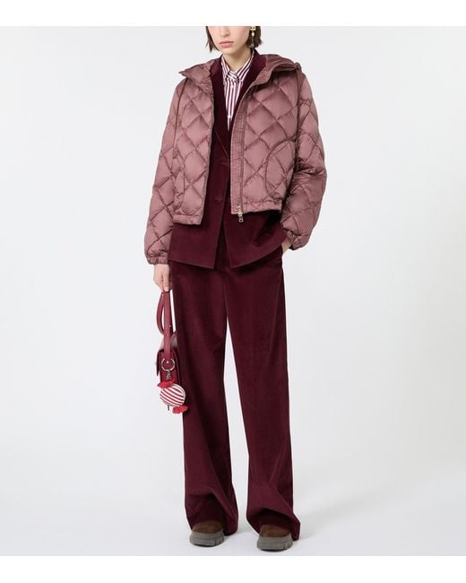 Weekend by Maxmara Red Cotton Corduroy Wide-Leg Trousers