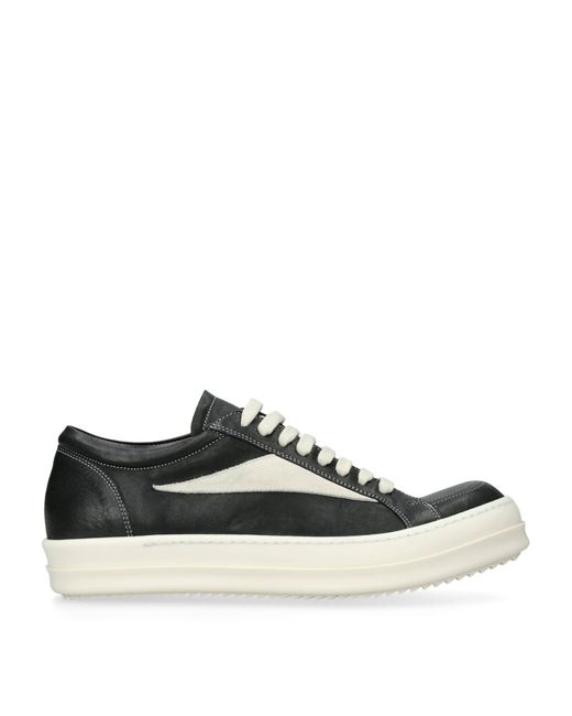 Rick Owens Black Leather Vintage Low-Top Sneakers for men
