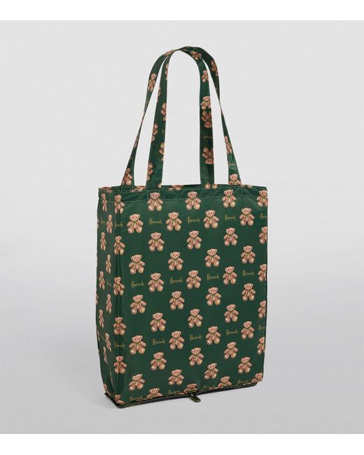 Harrods Green Recycled Jacob Bear Pocket Shopper Bag