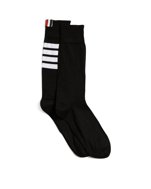 Thom Browne Black 4-Bar Mid-Calf Socks for men