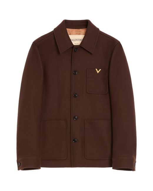 Valentino Brown Wool Vgold Jacket for men