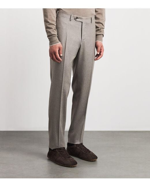 Canali Gray Wool Straight Trousers for men