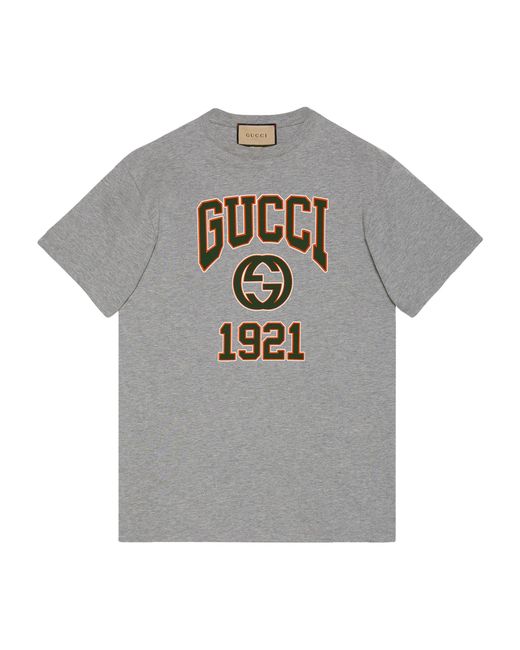 Gucci Gray Cotton Logo T-shirt for men