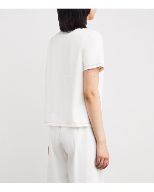 Sandro White Cotton Embellished T-Shirt