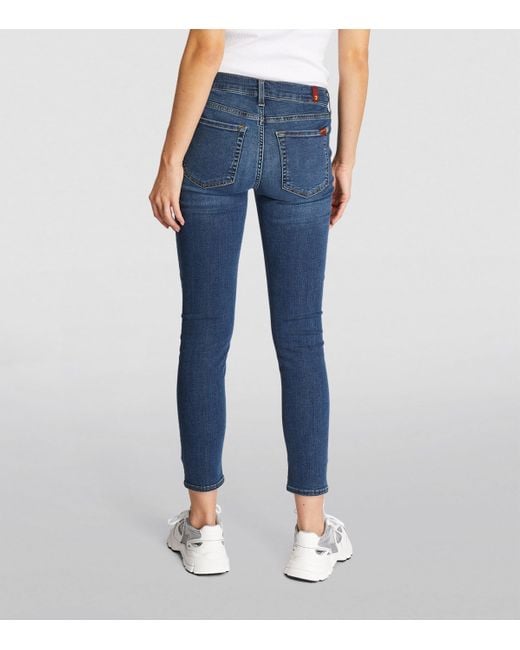 7 For All Mankind Blue Bair High-Rise Ankle Skinny Jeans