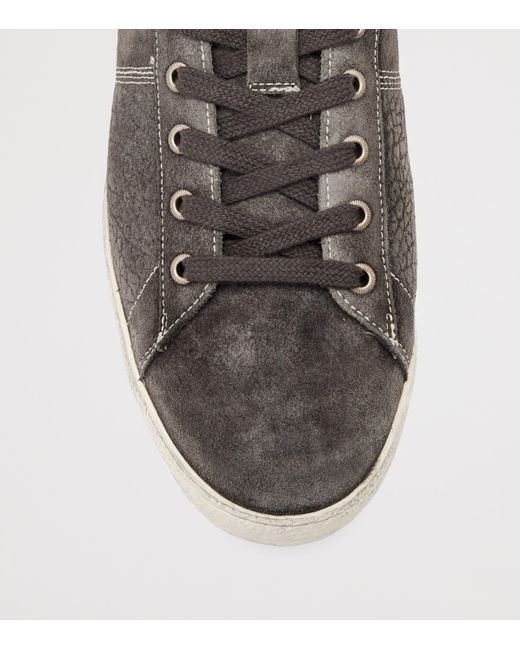 AllSaints Brown Suede Leon Low-Top Sneakers for men