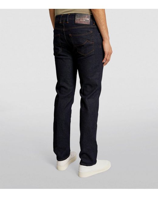 Jacob Cohen Blue Snakeskin-patch Slim Jeans for men