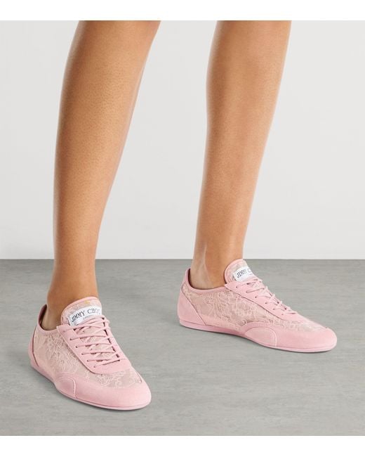 Jimmy Choo Pink Sunny F Suede-Lace Sneakers