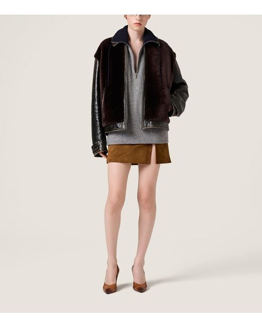 Miu Miu Gray Cashmere Half Zip Sweater