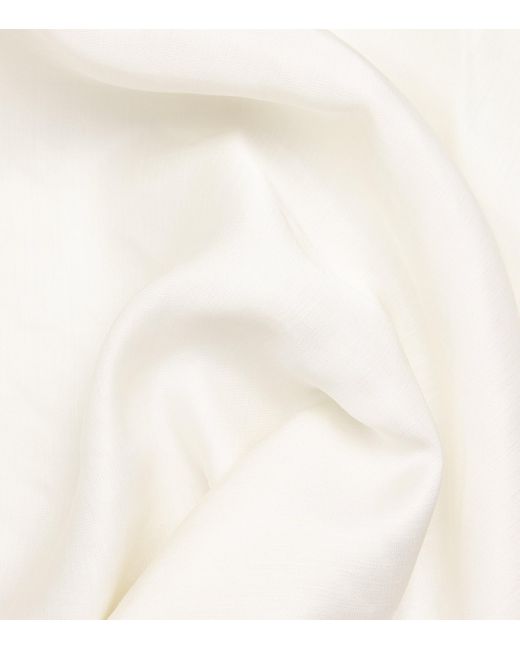 Sandro White Linen-Blend Midi Skirt