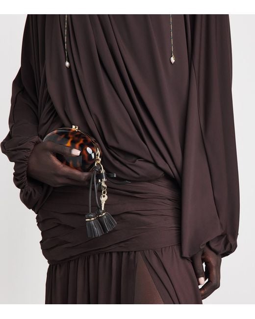 De La Vali Brown Asymmetric Floro Top