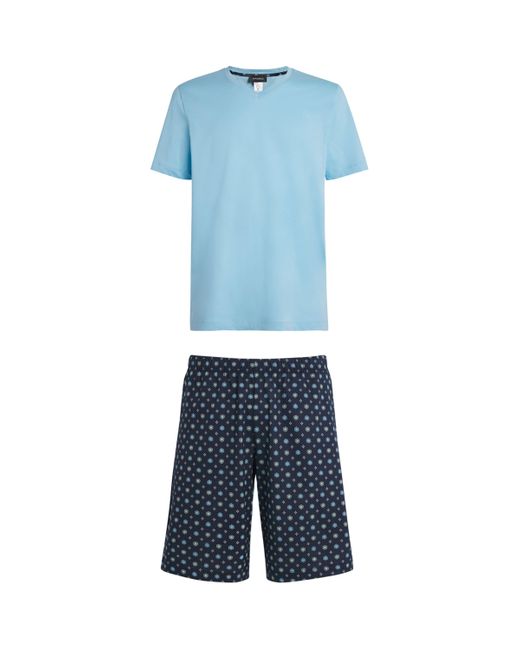 Hanro Blue Cotton Night & Day Pyjama Set for men
