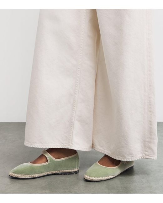 Flabelus Green Velvet Uta Mary Janes