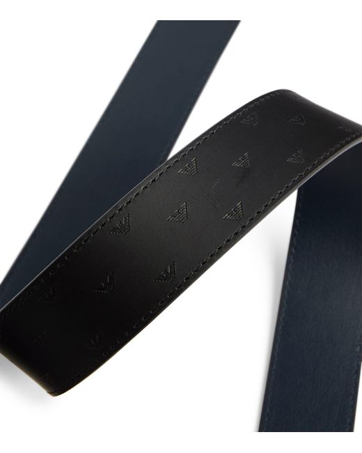 Emporio Armani Black Reversible Debossed-logo Belt for men