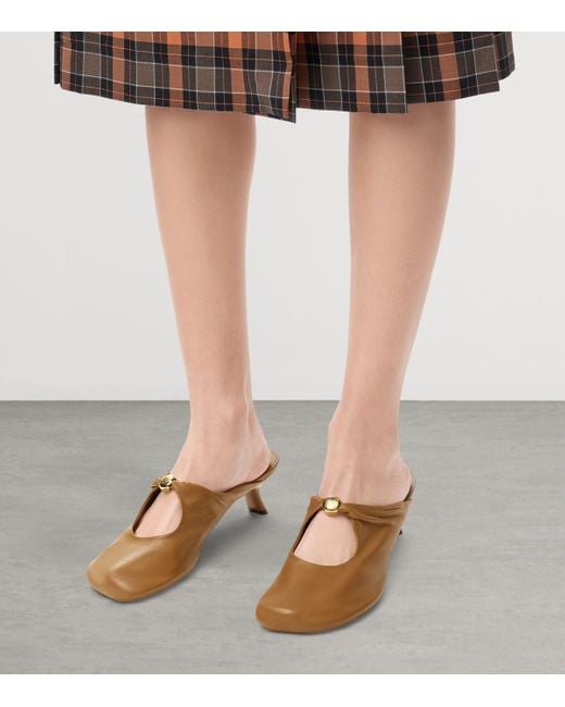 Loewe Brown Lambskin Pebble Soft Heeled Mules 45