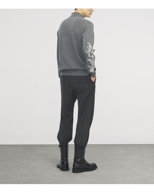 McQueen Gray Wool Embroidered Polo Jumper for men