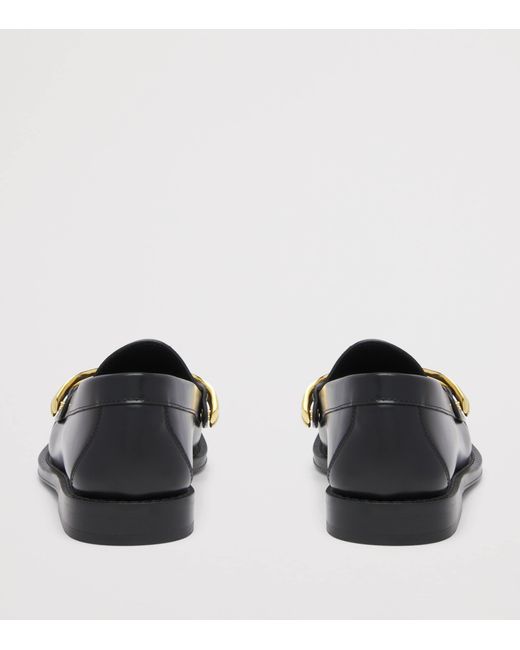 McQueen Black Leather Wishbone Loafers