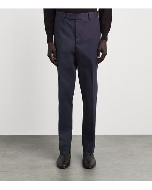 Ralph Lauren Blue Wool Gabardine Straight Trousers for men