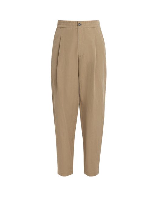 Giorgio Armani Linen-Cotton Straight Chinos in Natural for Men | Lyst