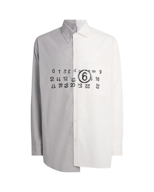 MM6 by Maison Margiela White Oversized Stripe Numeric Shirt for men
