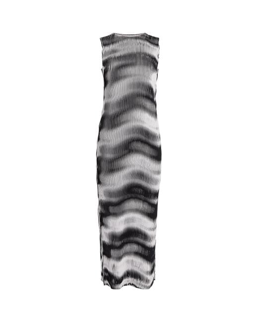 Issey Miyake Gray Sway Pleats Printed Midi Dress