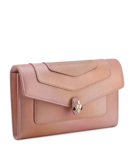 BVLGARI Pink Long Goat Leather Serpenti Forever Wallet