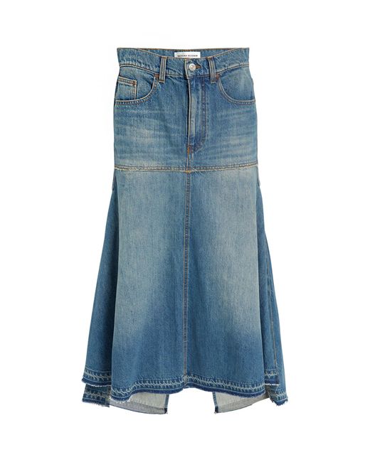 Victoria Beckham Blue Denim Midi Skirt