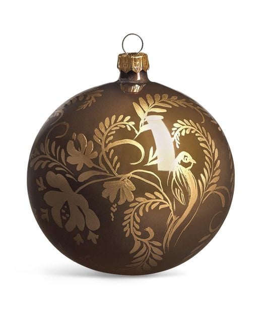 Harrods Brown Glass Bird Bauble
