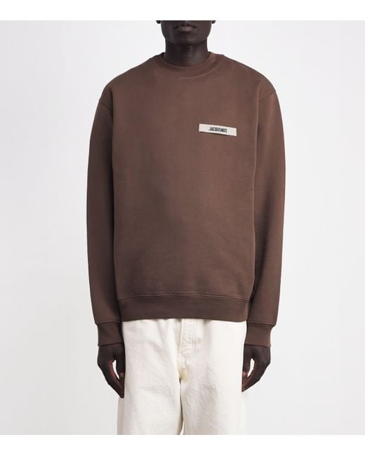 Jacquemus Brown Logo-Appliquéd Cotton-Jersey Sweatshirt for men