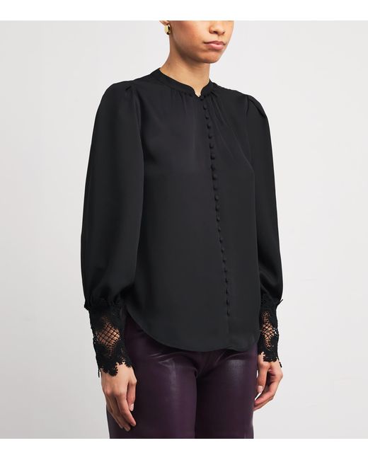 L'Agence Black Lace Trim Ava Blouse
