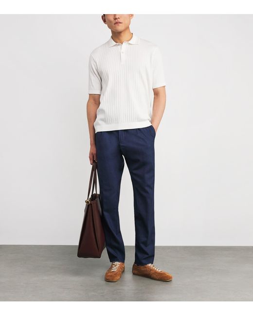 Paul & Shark White Piuma Cotton Ribbed Polo Shirt for men