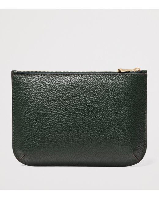 Aspinal Green Large Leather Ella Pouch