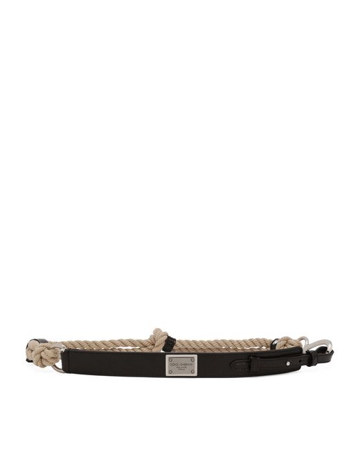 Dolce & Gabbana Black Logo-plaque Rope Belt for men