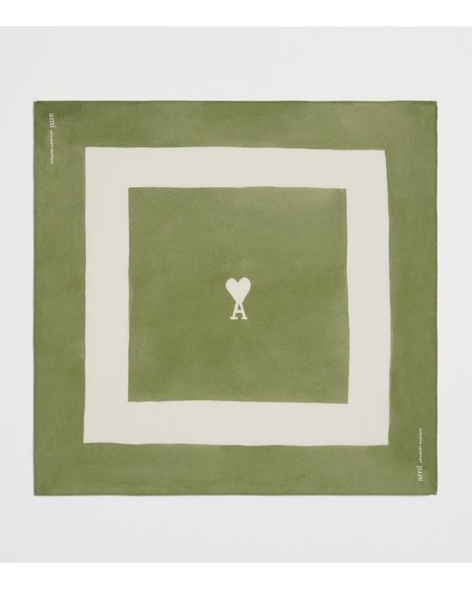 AMI Green Cotton Ami De Coeur Scarf for men