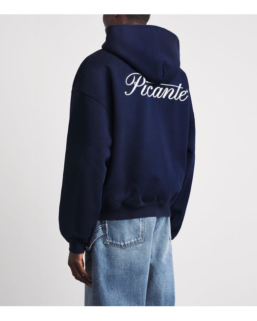 Picante Blue Organic Cotton Tailor Logo Hoodie for men