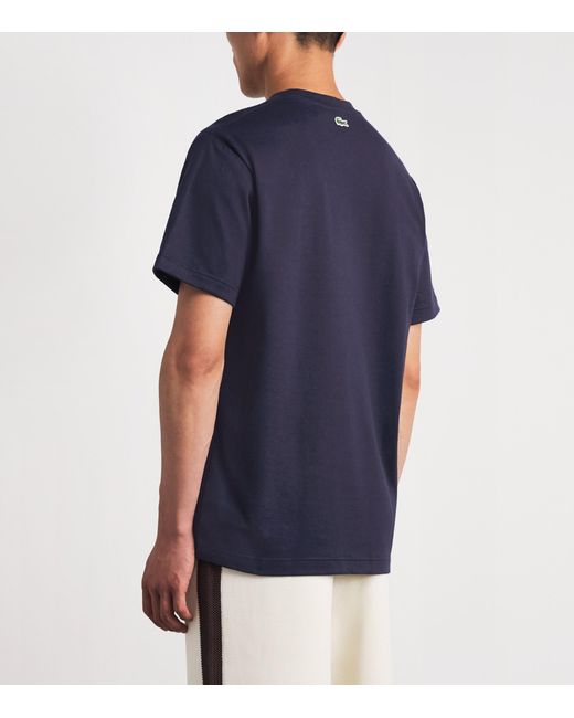 Lacoste Blue French Made Signature Embroidery T-Shirt for men