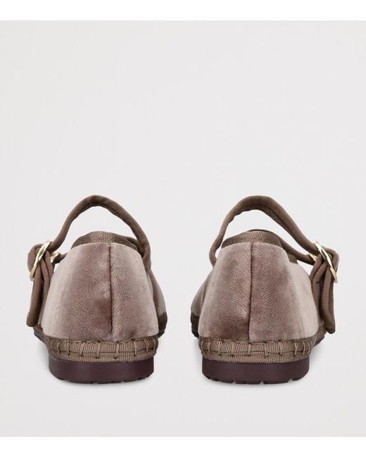 Flabelus Brown Velvet Claire Mary Jane Flats