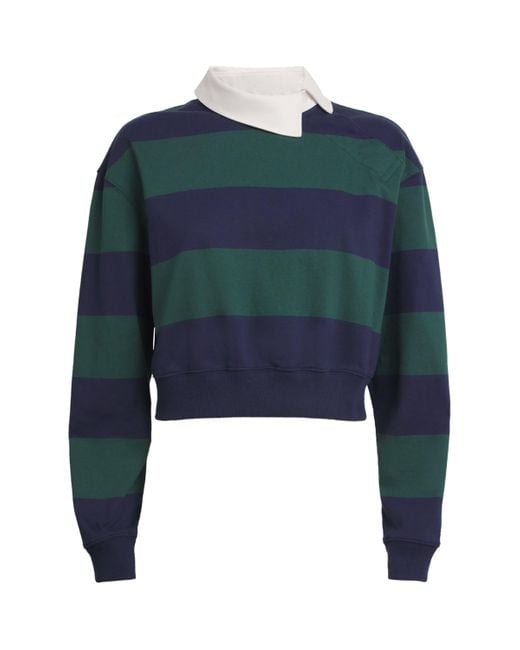 A.W.A.K.E. MODE Blue Organic Cotton Twisted-Collar Rugby Shirt